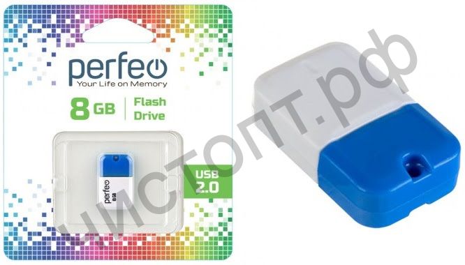 флэш-карта Perfeo 8GB M04 Blue мини брелок