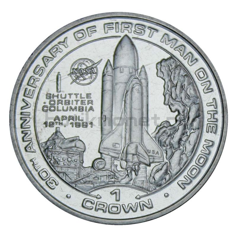 1 крона 1999 Остров Мэн 30 лет первому человеку на Луне