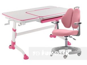 Парта-трансформер для школьника FunDesk Amare Pink +  Кресло для дома FunDesk Vetta II Pink