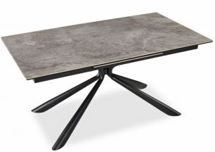 Стол обеденный HUGO (HUGO Стол, Ножки NE металл черный Столешница CEMG керамика серый мрамор)