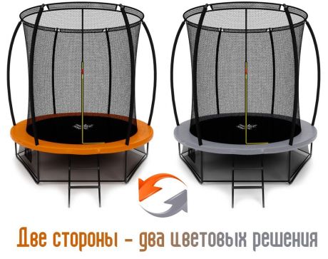 Батут Триумф Норд Премиальный 244 см серый/оранжевый с лестницей