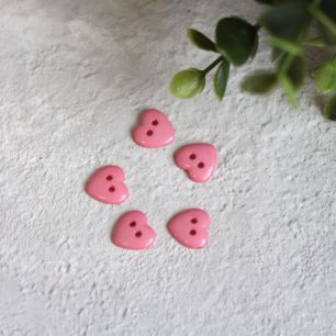 Пуговицы декоративные 'Розовое сердце', 13 мм (набор 5 шт.)