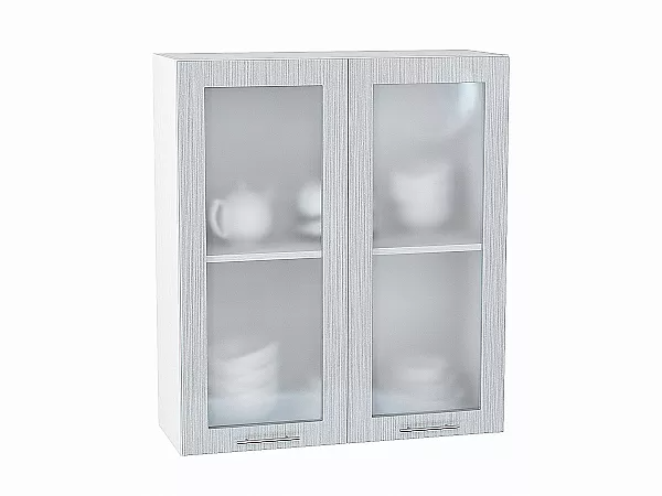 Шкаф верхний Валерия В809 со стеклом (серый металлик дождь)
