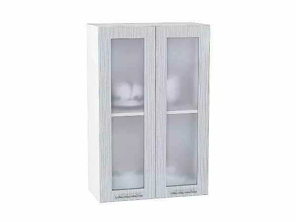 Шкаф верхний Валерия В609 со стеклом (серый металлик дождь)