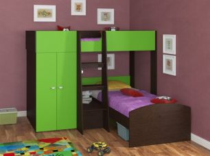 Двухъярусная кровать Golden Kids 4 GК 04-КВ/ФЗ (Венге/Зелёный)