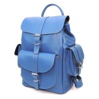 Рюкзак кожаный женский голубой  "Морской блюз"