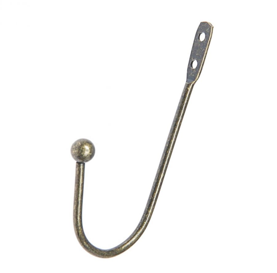 Крючок для ключницы одинарный, с шариком, бронза, 8,5 см