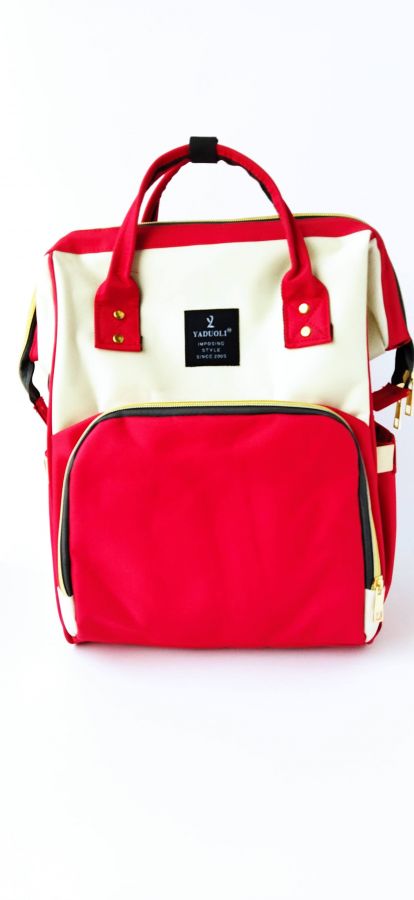 Рюкзак для мам с USB портом красный/белый