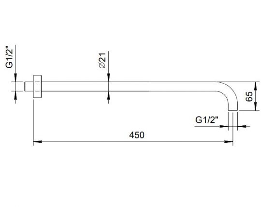 Настенный держатель для верхнего душа Fantini Nostromo 8028 длина 45 схема 1