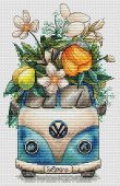 "Hippie van". Digital cross stitch pattern.