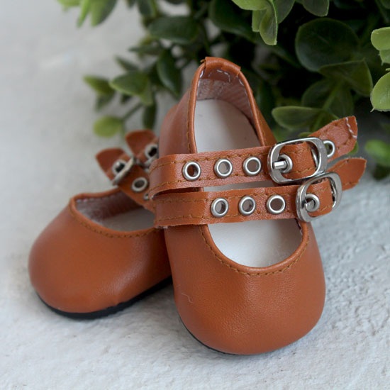 Обувь для кукол - Сандалии коричневые с двойным ремешком, 7 см.