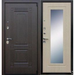 Дверь АСД Викинг с зеркалом в цвете беленый дуб металлическая