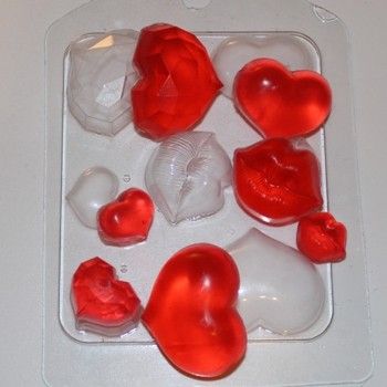 Пластиковая форма для мыла и шоколада Сердечки-поцелуйчики