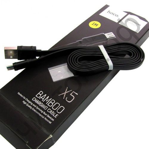 Кабель USB - микро USB HOCO X5 Bamboo, 1.0м, плоский, 2.1A, силикон, чёрный