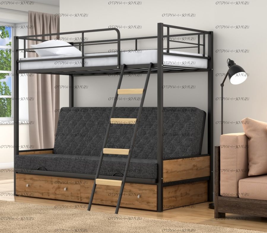 Кровать двухъярусная диван Дакар 2 Лофт с ящиками