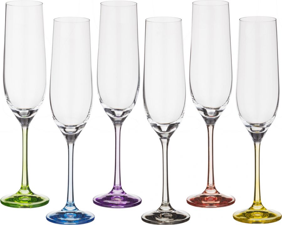 Набор бокалов для шампанского из 6 шт. "Rainbow" 190 мл, h=24 см