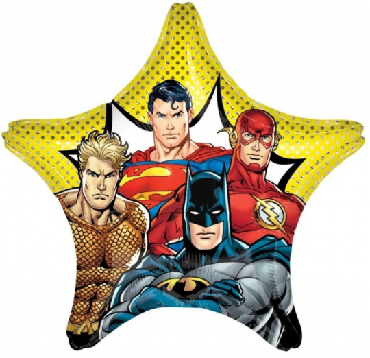 Супергерои Лига справедливости звезда шар фольгированный большой с гелием
