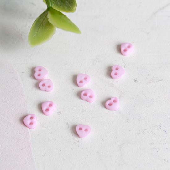 Набор микро пуговиц для творчества - Розовые сердечки, 10 шт., 4 мм.