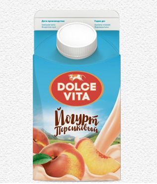 Йогурт персиковый "DOLCE VITA" 2,5% 450 гр