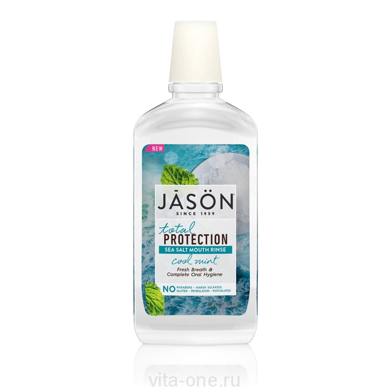 Ополаскиватель для рта с морской солью (Total Protection Sea Salt Mouth Rinse - Cool Mint) Jason (Джейсон) 473 мл