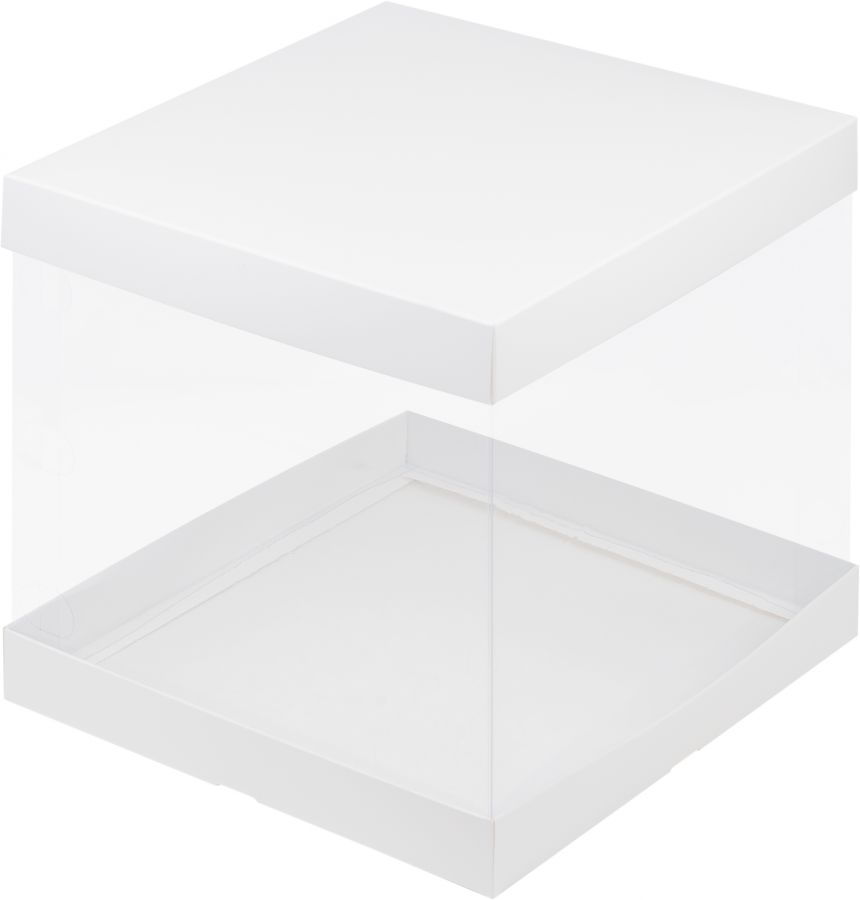 РК Коробка д/торта с прозрачными стенками 300*300*280 белая