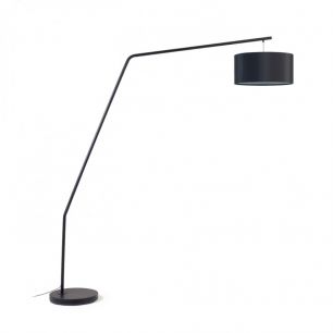 Ciana metal floor lamp with black finish and cotton shade