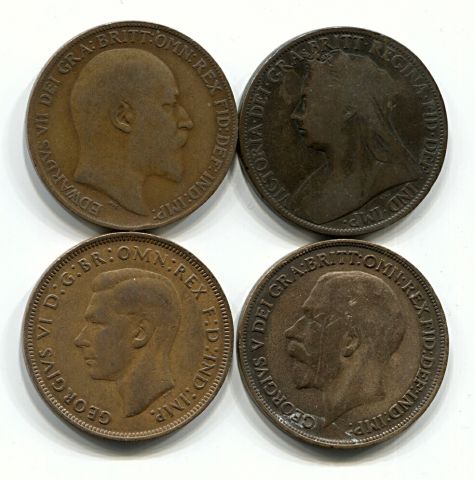 Набор монет Великобритания 1898-1945 4 шт. НАБ БРИТ-003