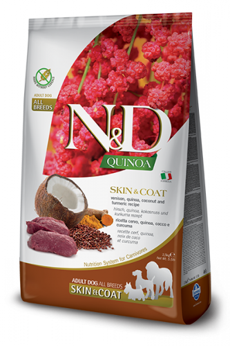 N&D Dog Quinoa Skin&coat Venison (Оленина, киноа, кокос и куркума. Здоровье кожи и шерсти)