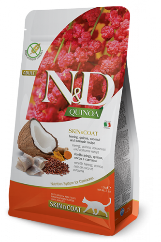 N&D Cat Quinoa Skin&coat Herring ( НД сельдь, киноа, кокос и куркума. Здоровье кожи и шерсти)