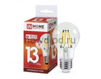 Лампа светодиодная LED-A60-deco 13Вт 230В Е27 6500К 1170Лм прозрачная IN HOME