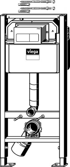 Инсталляция Viega Prevista Dry 792 848 для подвесных унитазов с бачком, с клавишей смыва схема 2