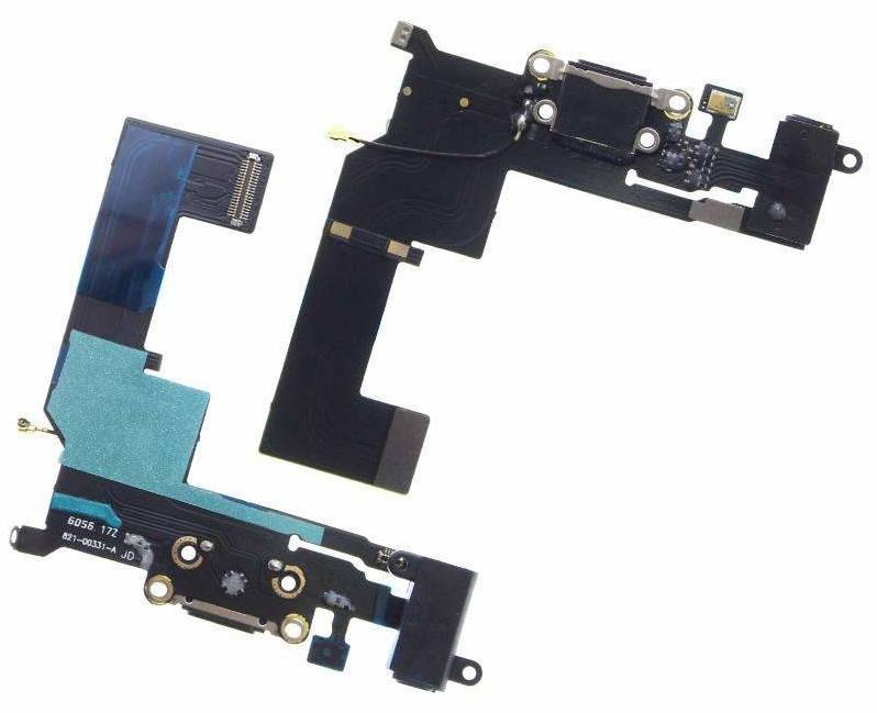 FLC (Шлейф) Apple iPhone SE (на системный разъём, разъём гарнитуры, микрофон и антенну) (black) Оригинал