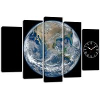 Модульная картина с часами Земной глобус