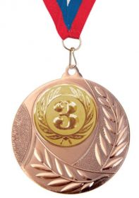 Медаль Россия 50  мм с лентой 3 место