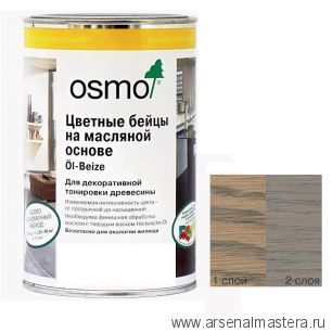 Цветные бейцы на масляной основе для тонирования деревянных полов Ol-Beize 3512 Серебристо-серый 1 л Osmo 15100812