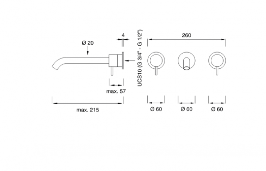 Двухвентильный смеситель для раковины Cea Design MILO360 MIL 107 схема 2