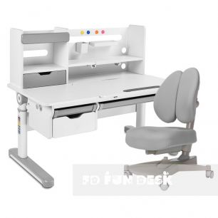 Парта-трансформер Sentire Grey Fundesk+Ортопедическое кресло FunDesk Contento Grey