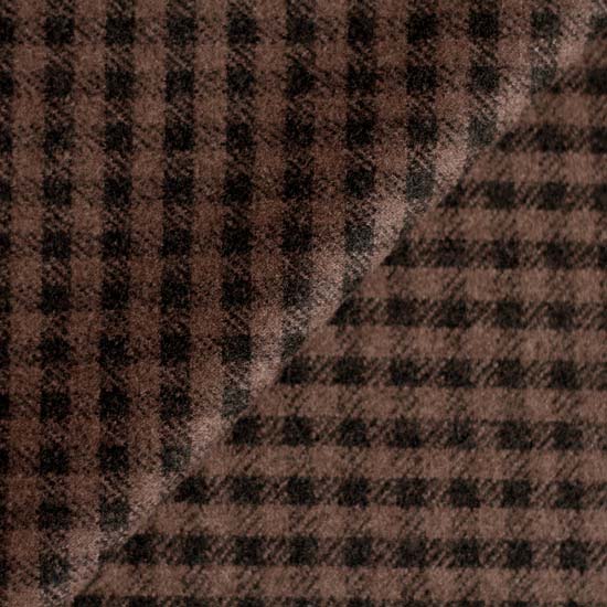 Лоскут трикотажной ткани Пальтовая ткань - Клетка коричневая 50х37 см