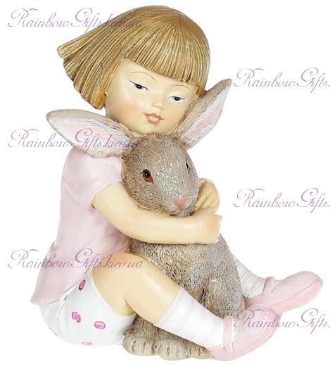 Фигурка декоративная 10 см "Девочка с кроликом"