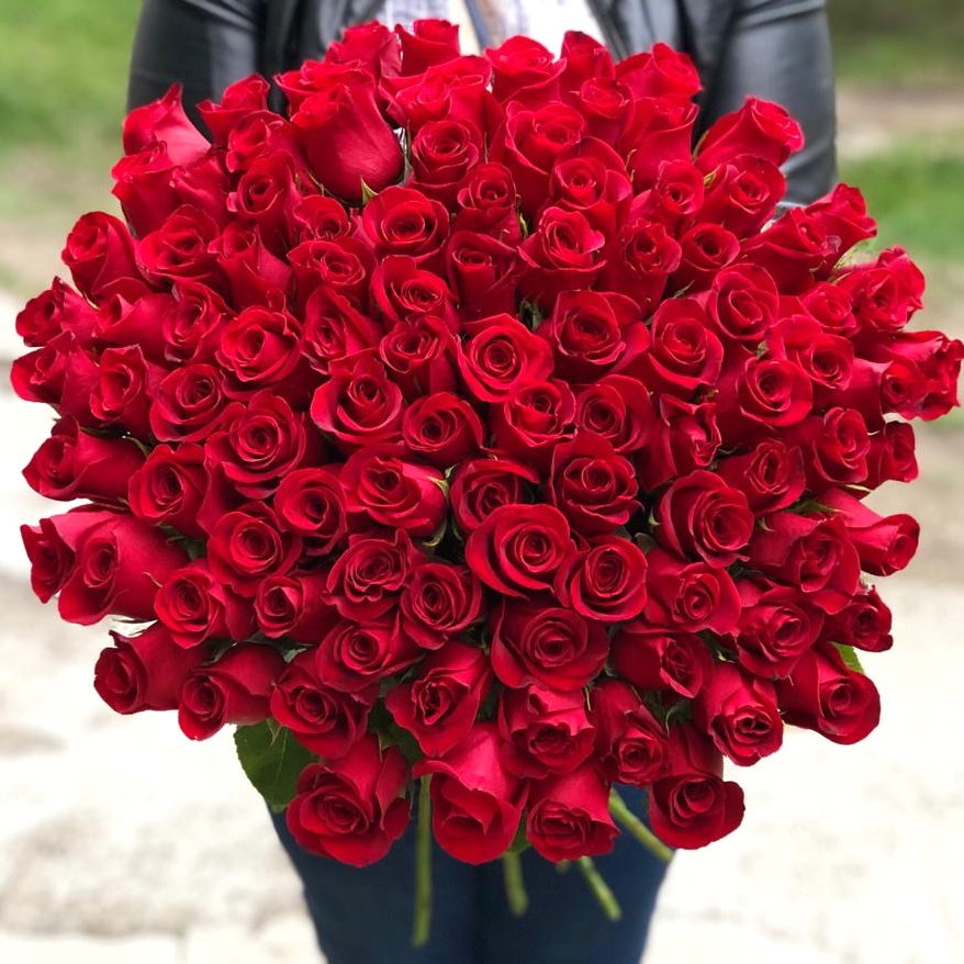 101 красная роза 60 см АКЦИЯ