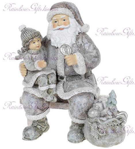 Статуэтка новогодняя 16 см "Санта с малышом"