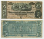РАРИТЕТ!!! США - 10 долларов 1864 Конфедерация. Гражданская война