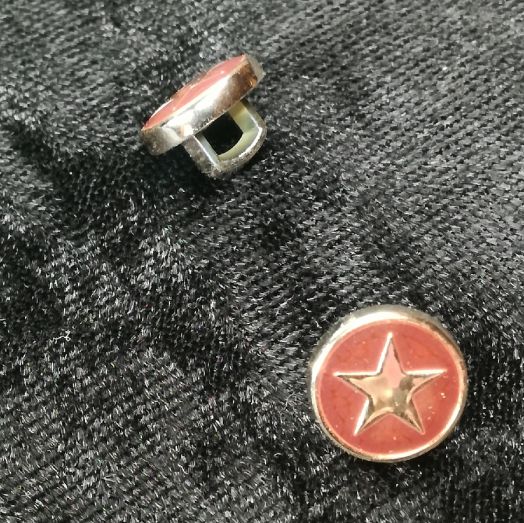 Пуговица Звезда на ножке 16L - 10 мм, пластик под металл с эпоксидным покрытием Красный (ПР20)