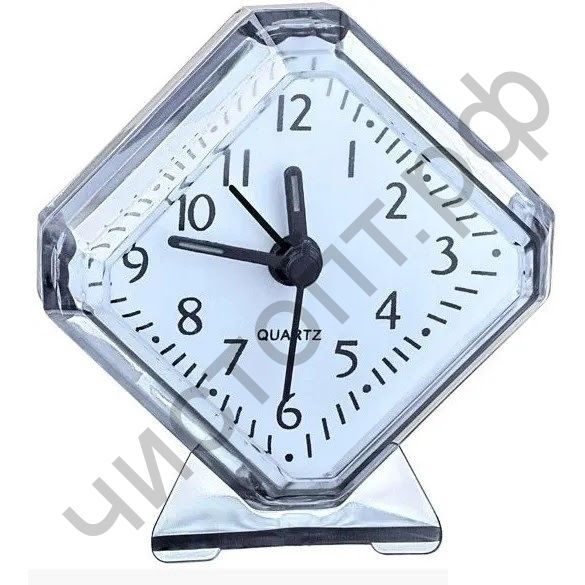 Часы -будильник настол. Perfeo Quartz "PF-TC-002", ромб. 7,5*8,5 см, белые