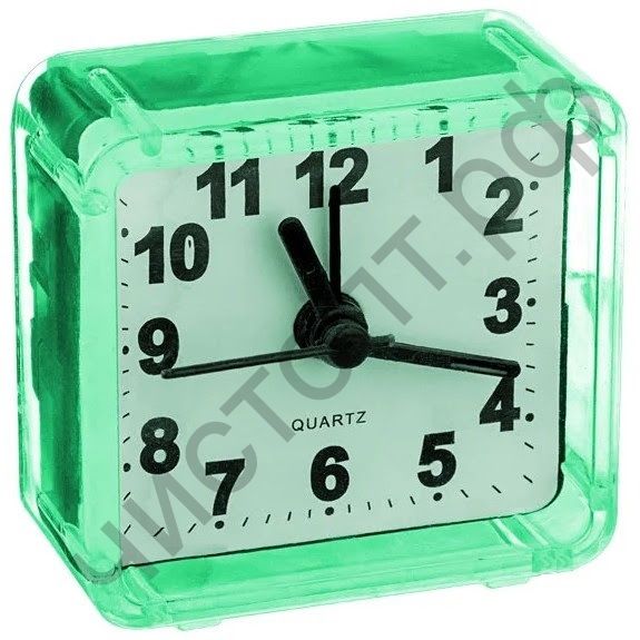 Часы -будильник настол. Perfeo Quartz "PF-TC-001", квадратные 5,5*5,5 см, зелёные
