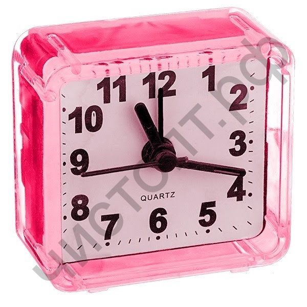 Часы -будильник настол. Perfeo Quartz "PF-TC-001", квадратные 5,5*5,5 см, красные