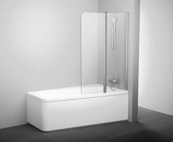 Шторка на борт ванны двухэлементная Ravak 10CVS2-100 правая, блестящий профиль, прозрачное стекло 7QRA0C03Z1