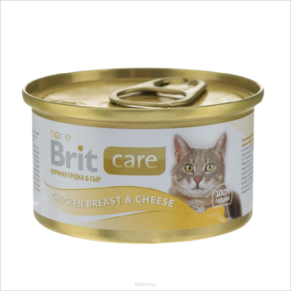 Влажный корм для кошек Brit Care с куриной грудкой и сыром
