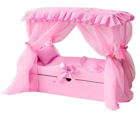 Кроватка с царским балдахином с постельным бельем ,ящиком 72219