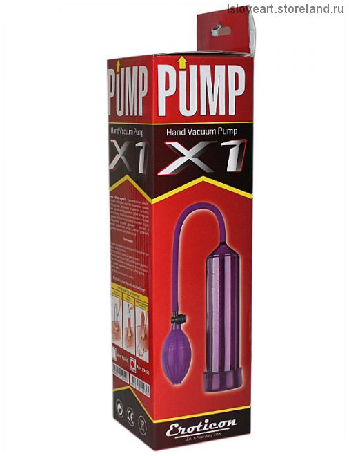 Помпа вакуумная Eroticon PUMP X1 с грушей, фиолетовая, 60x230 мм
